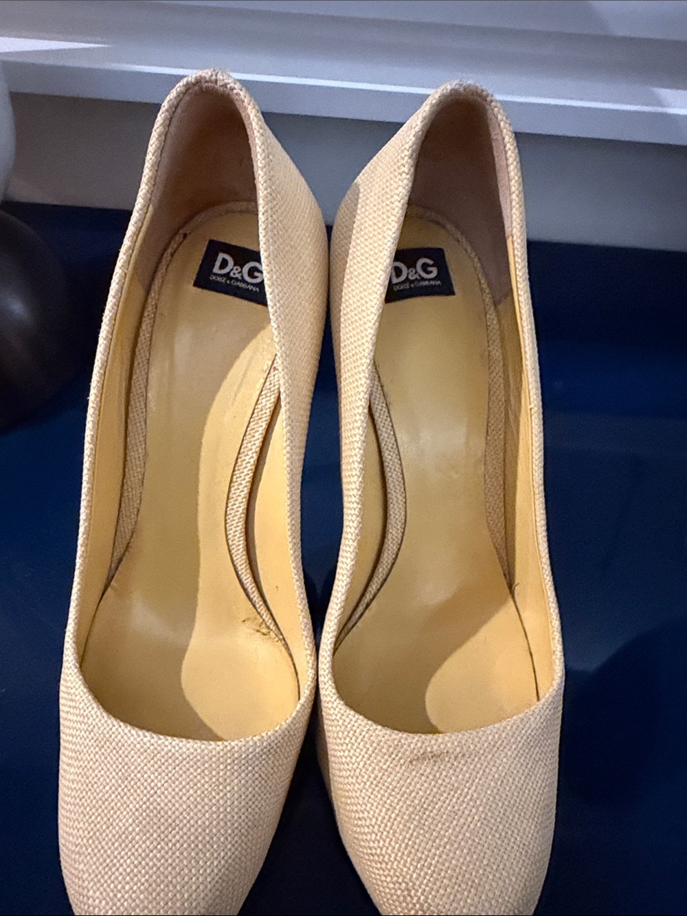 D&G Beige Textile Closed-Toe Pumps